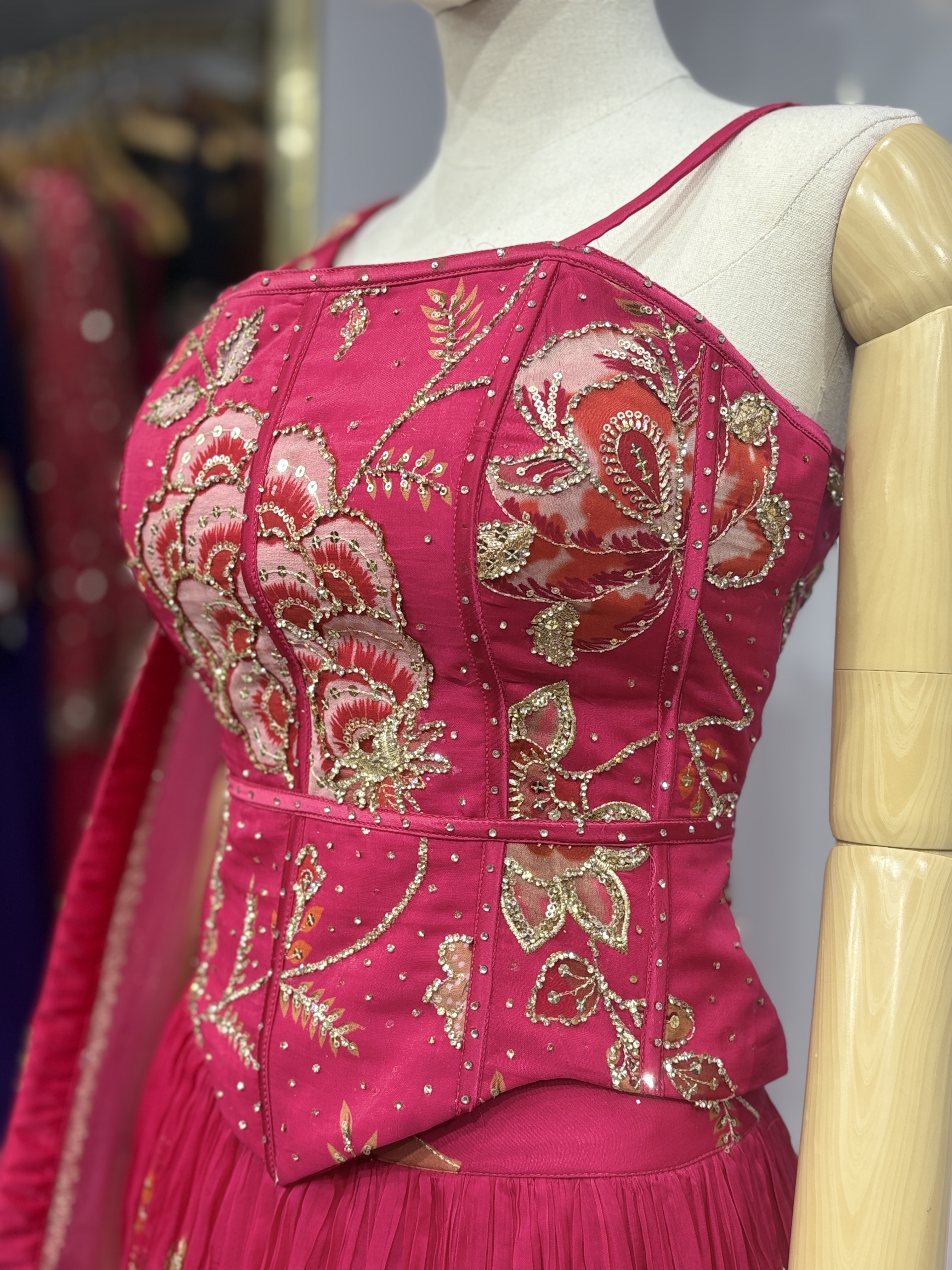 ELEGENT HOT PINK DESIGNER LEHENGA