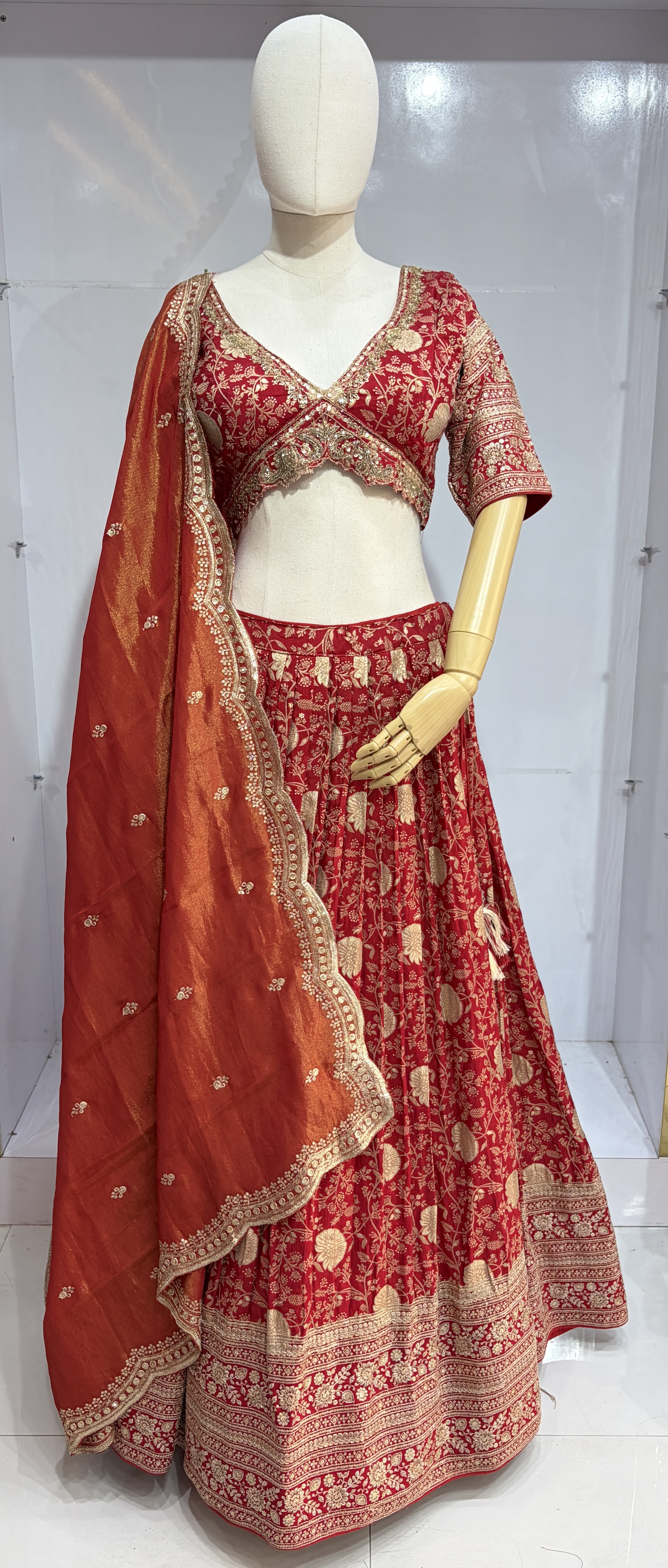 RED BANARAS LEHENGA 