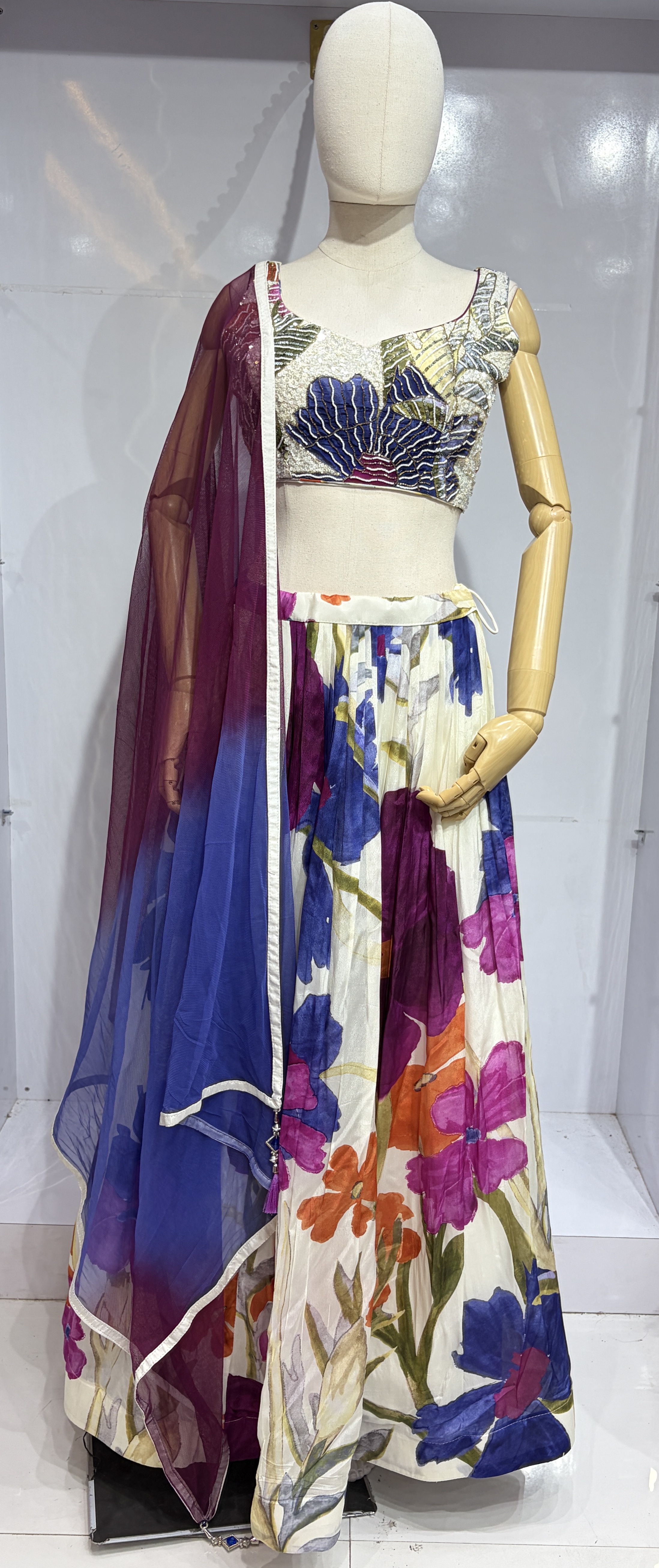 CREAM MULTI COOUR LEHENGA 