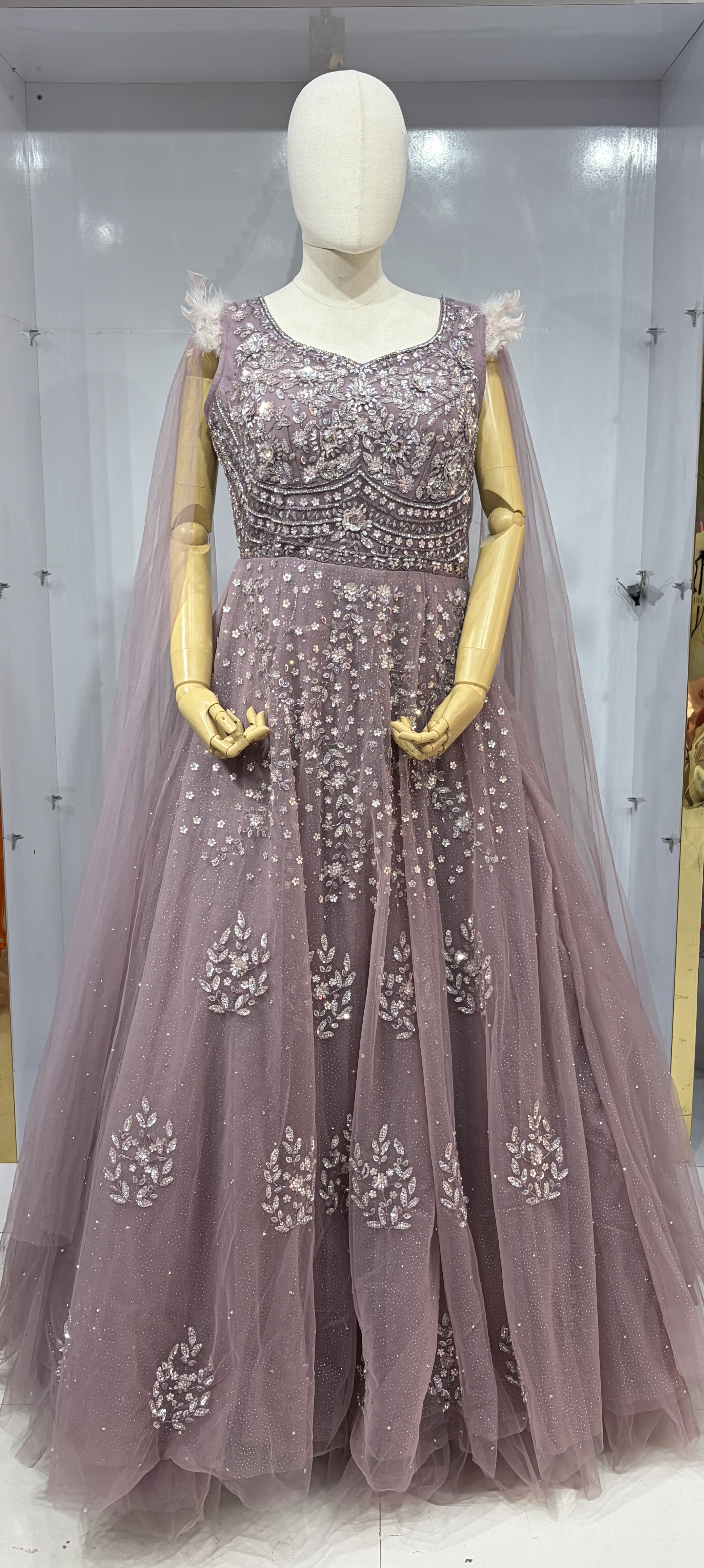 MAUVE WHISPER FEATHER GOWN