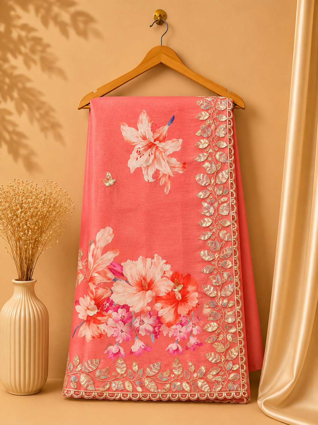 CORAL BLOSSOM ROYAL SAREE