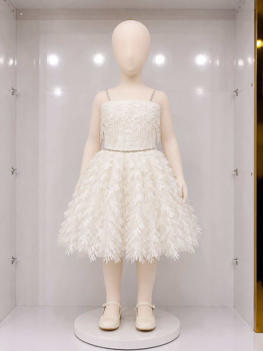 SNOW WHITE FEATHER LACE PARTY DRESS