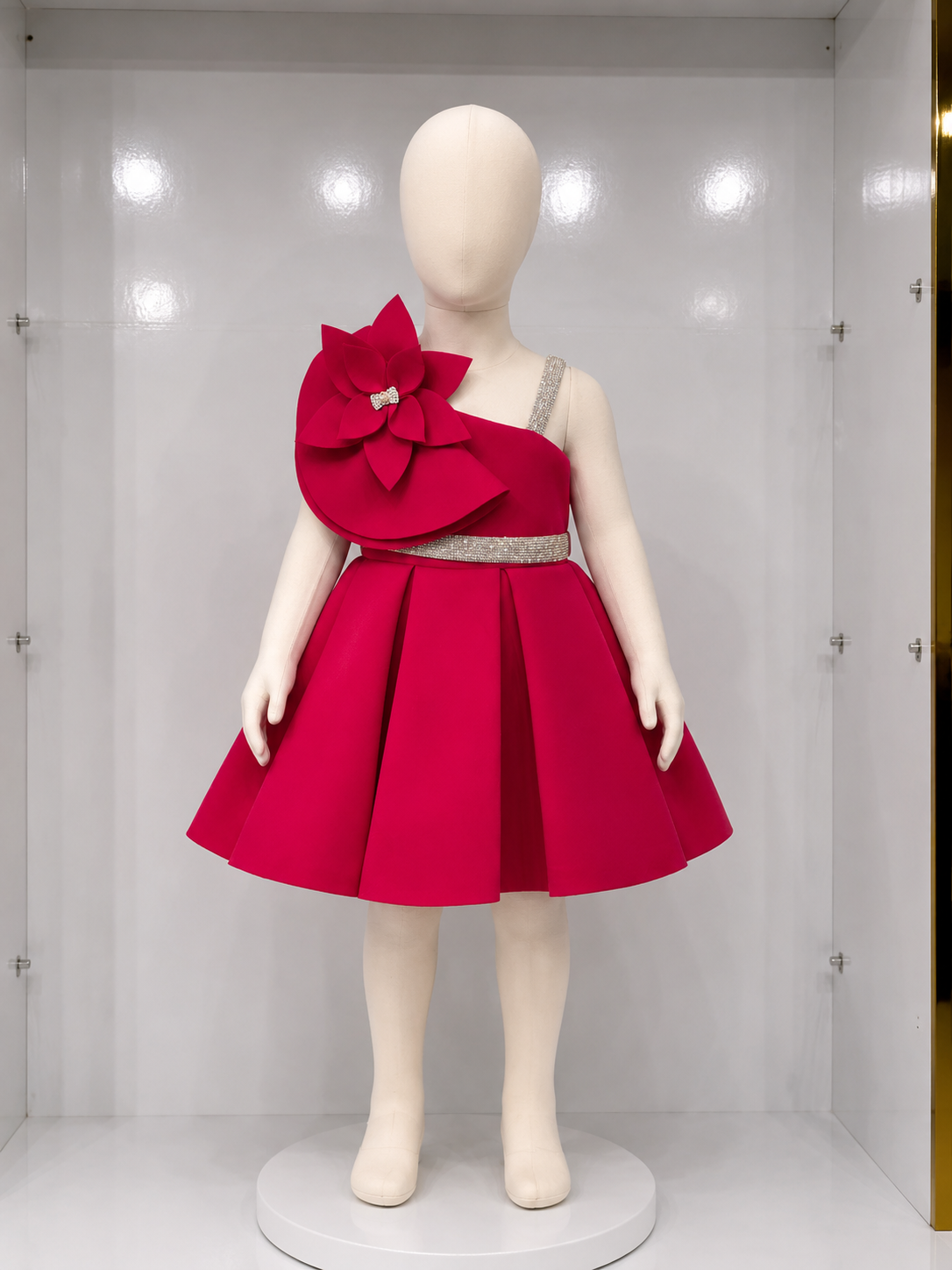RUBY BLOOM ONE-SHOULDER PARTY DRESS