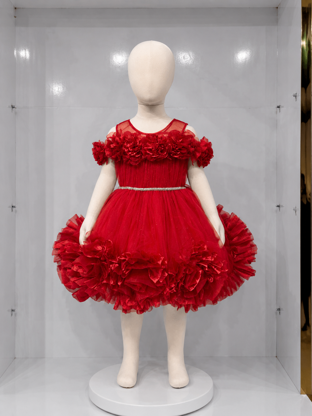 RUBY RED ROSE RUFFLE PRINCESS DRESS