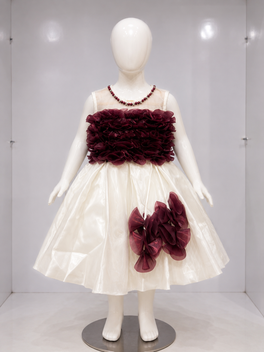 IVORY WINE BLOSSOM PARTY DRESS