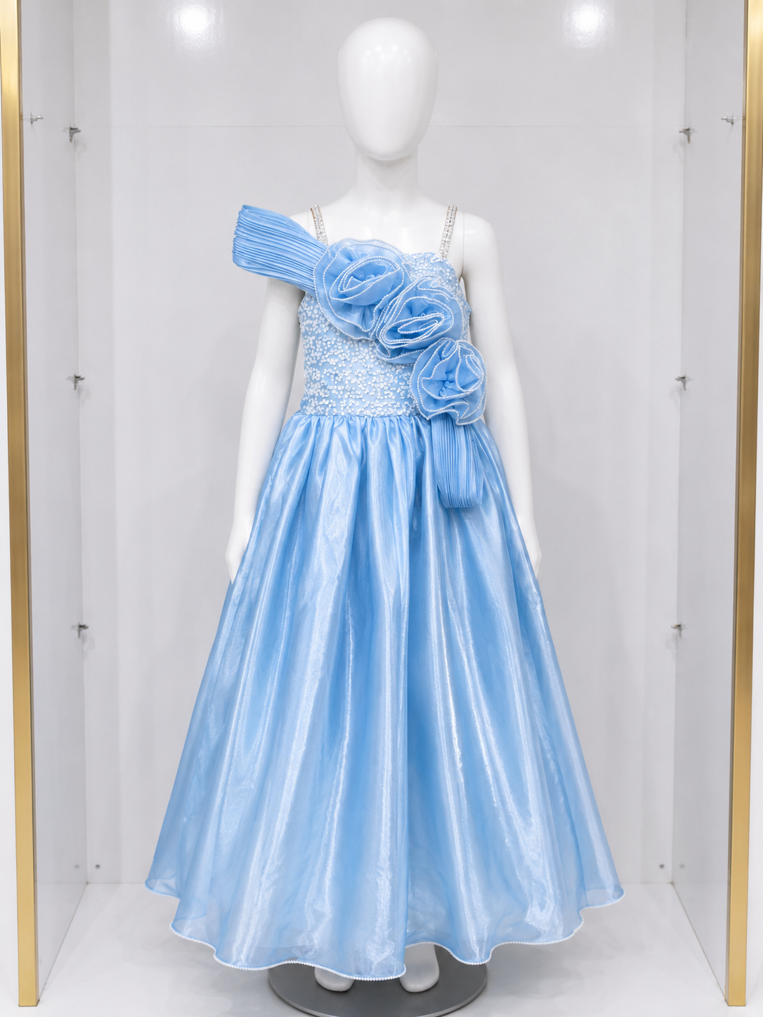 SKY BLUE FLORAL ELEGANCE GOWN