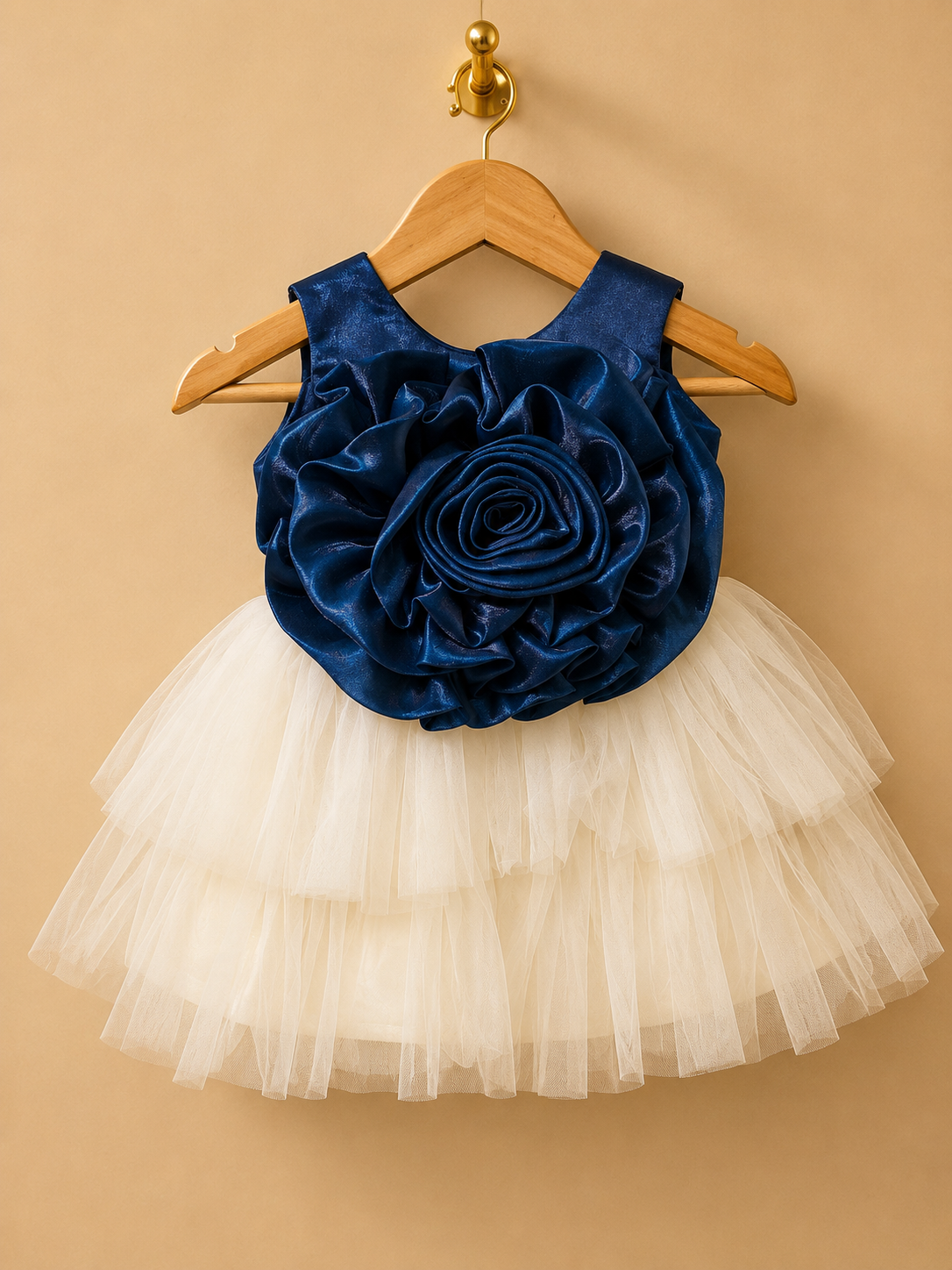 NAVY BLUE ROSE TULLE PARTY DRESS