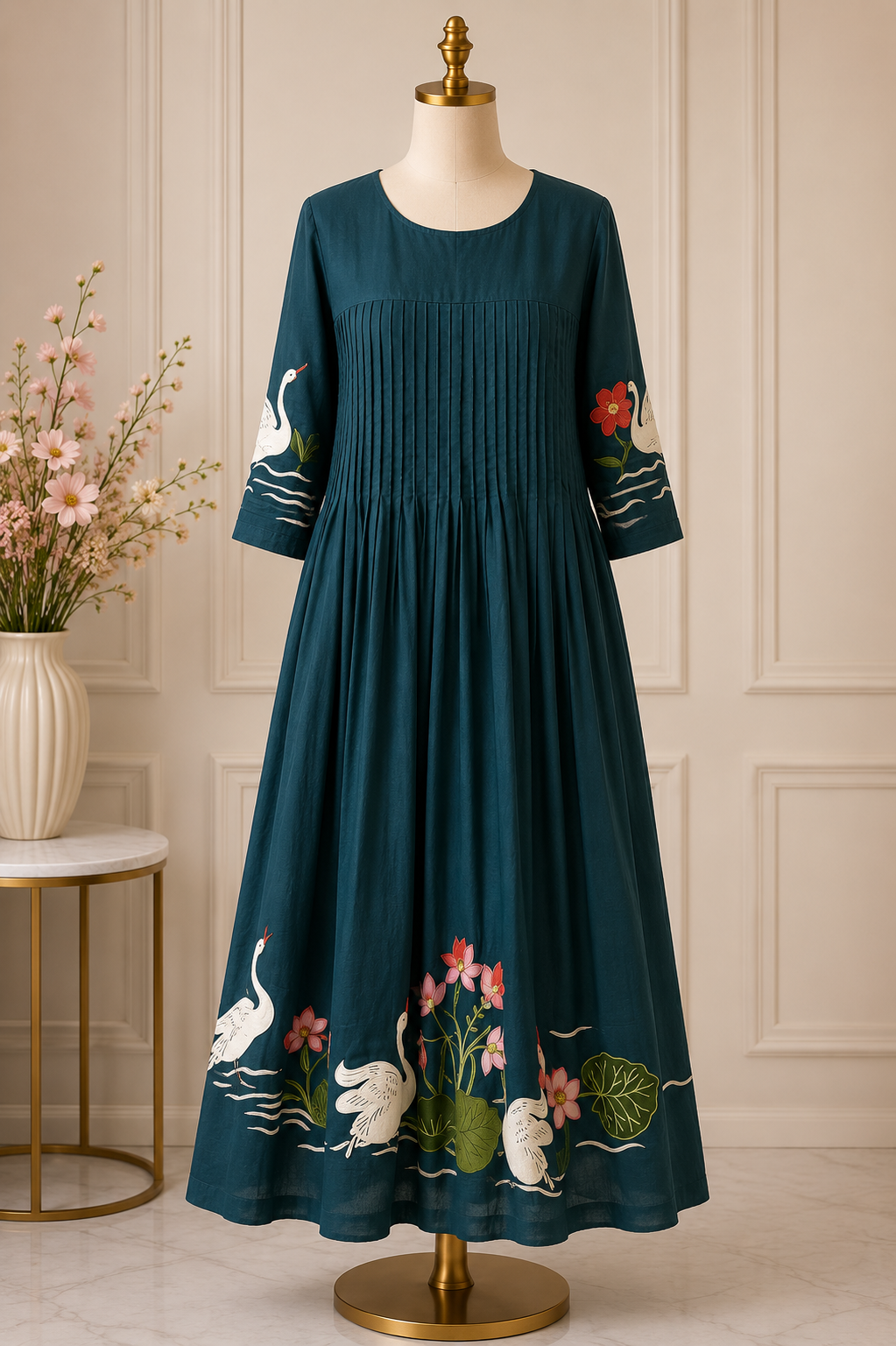 SWAN LAKE PLEATED MAXI DRESS