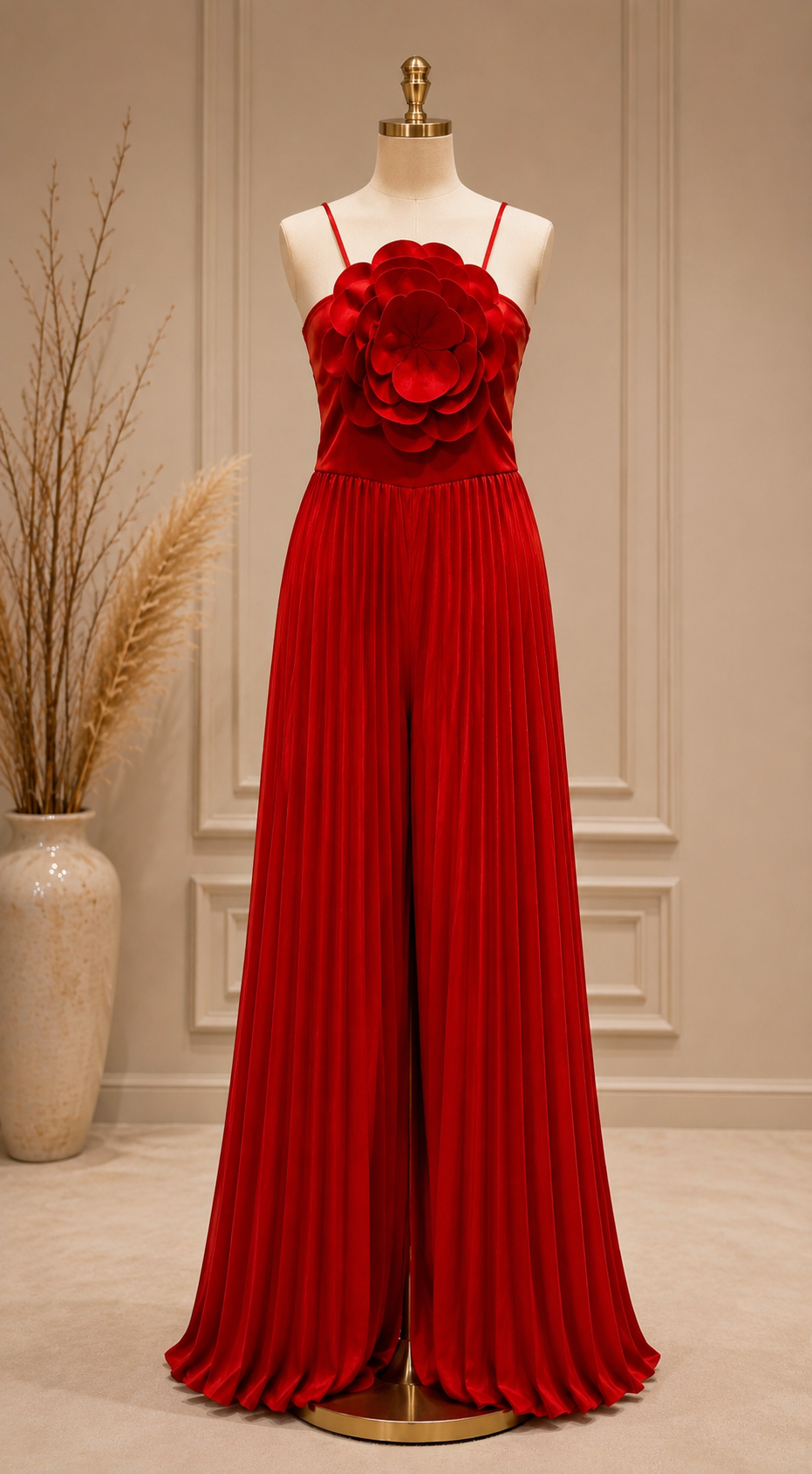SCARLED BLOOM PLEATED JUMPSUIT