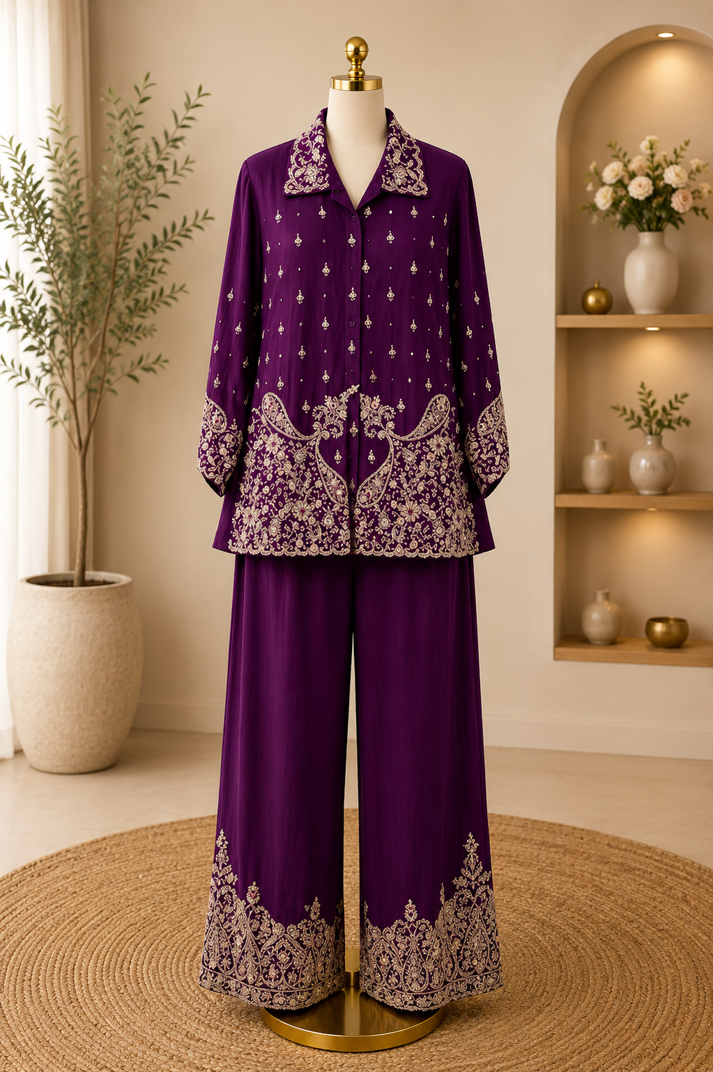 ROYAL PURPLE EMBROIDERED CO-ORD SET