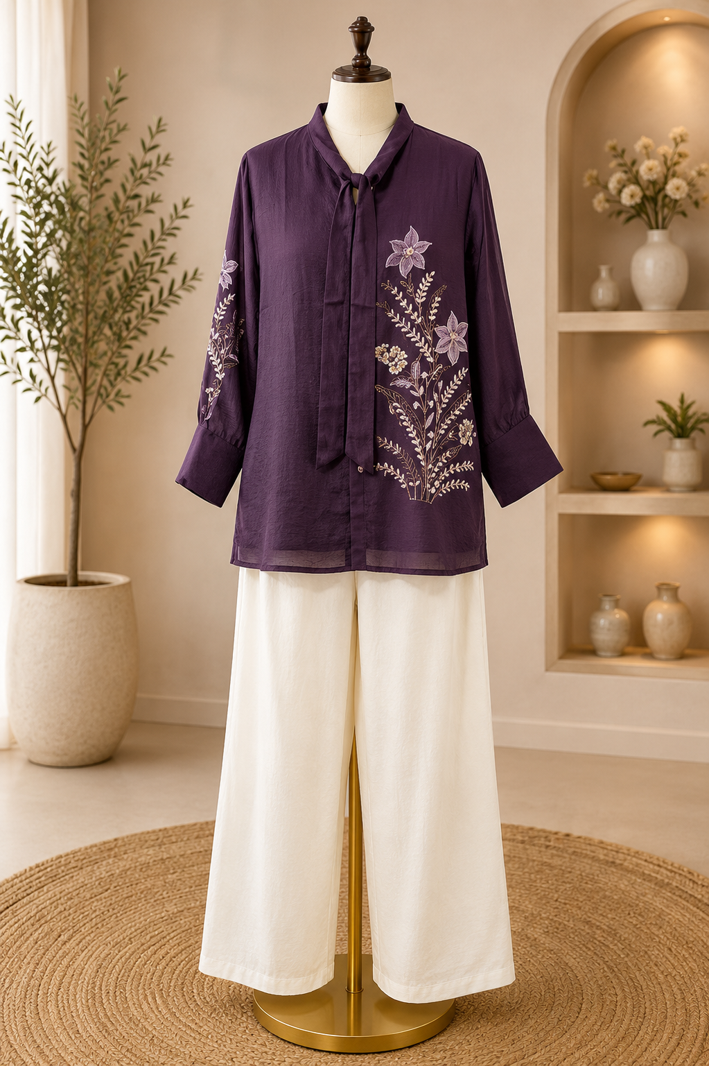 LAVENDER BLOOM EMBROIDERED CO-ORD SET 