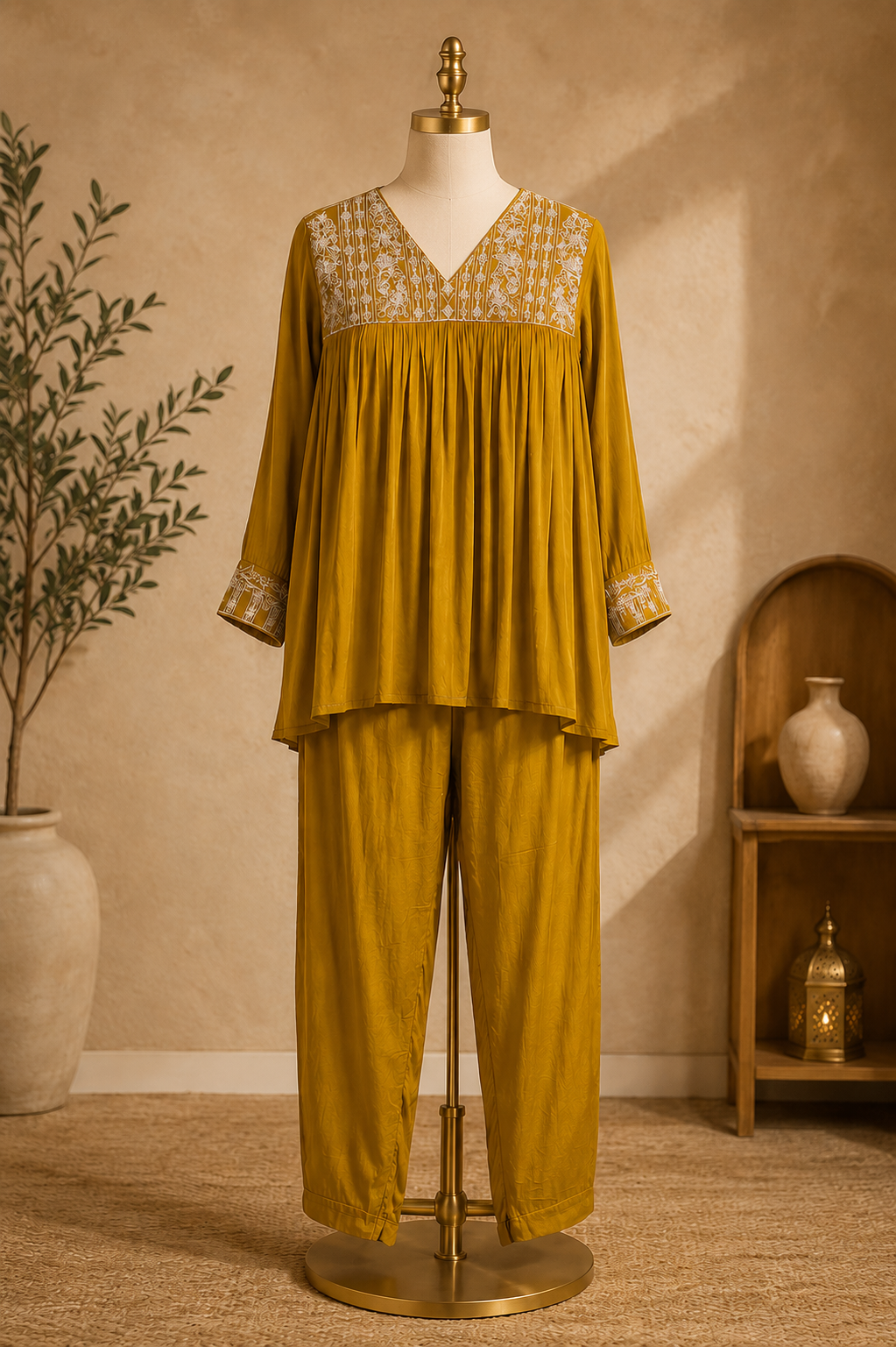 MUSTARD GRACE PEPLUM CO-ORD SET