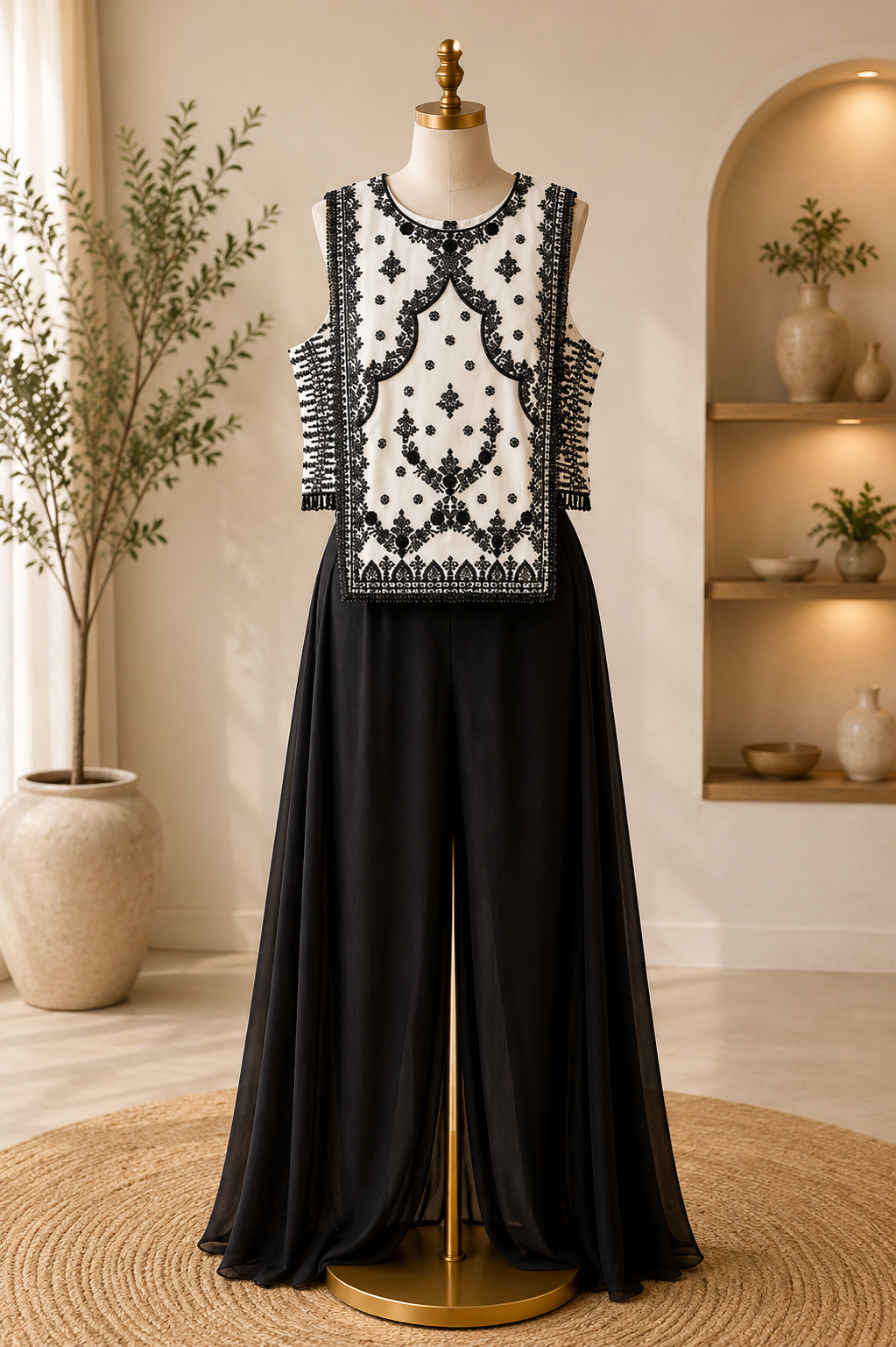 MIDNIGHT ELEGANCE EMBROIDERED CO-ORD SET