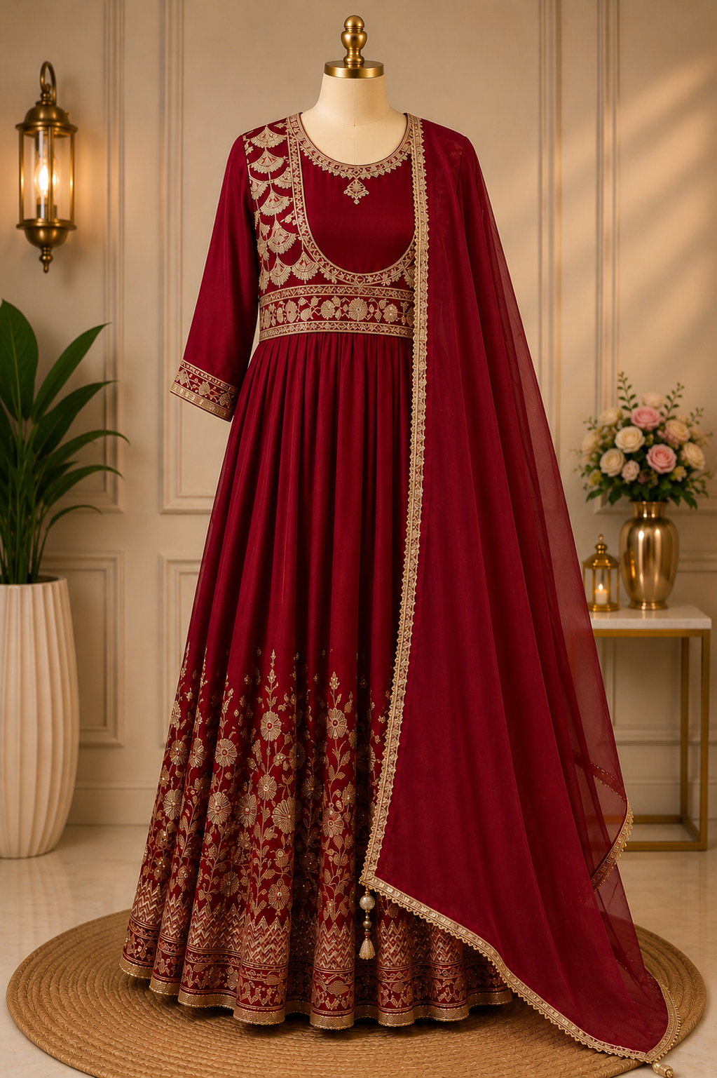 RUBY ROYALE EMBROIDERED ANARKALI SUIT SET 