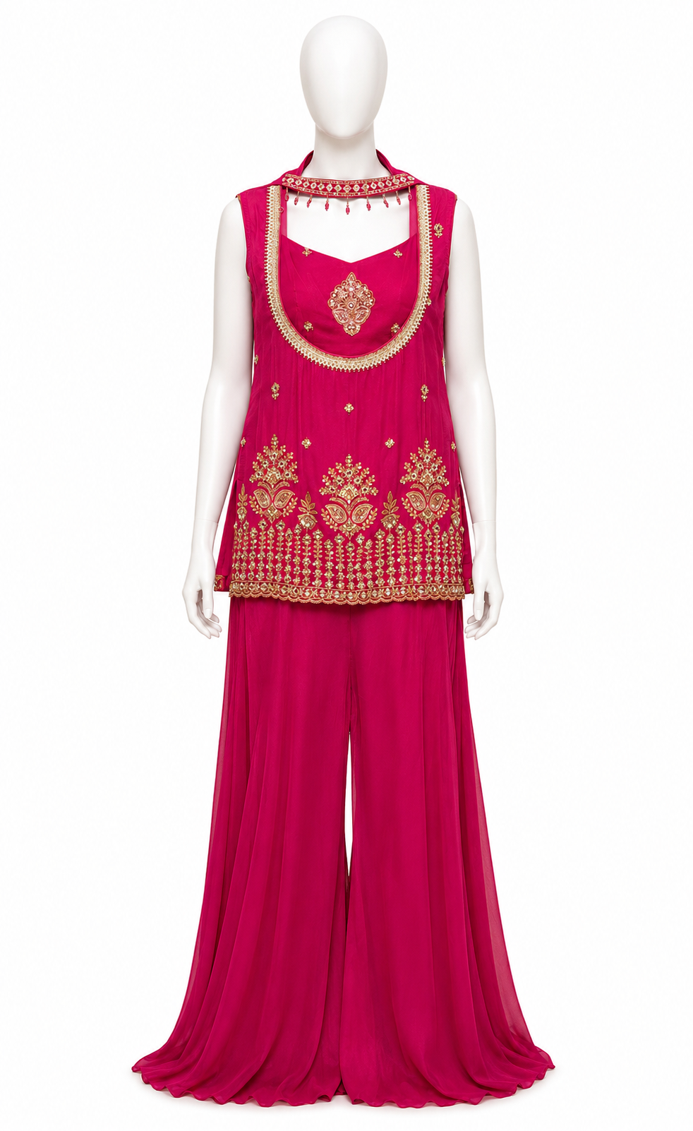 RANI PINK EMBROIDERED PALAZZO CO-ORD SET 
