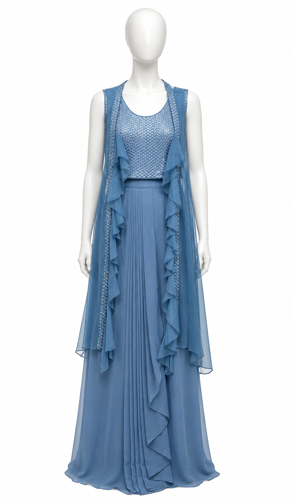 POWDER BLUE RUFFLE CAPE PALAZZO SET 