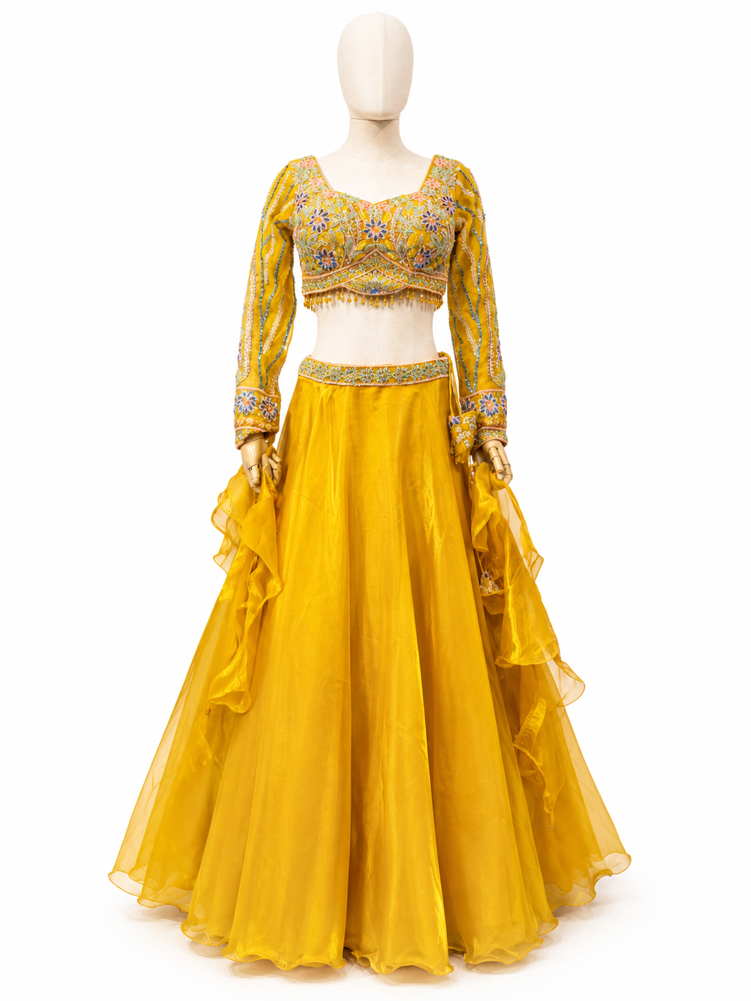 MUSTARD YELLOW EMBROIDERED LEHENGA SET 