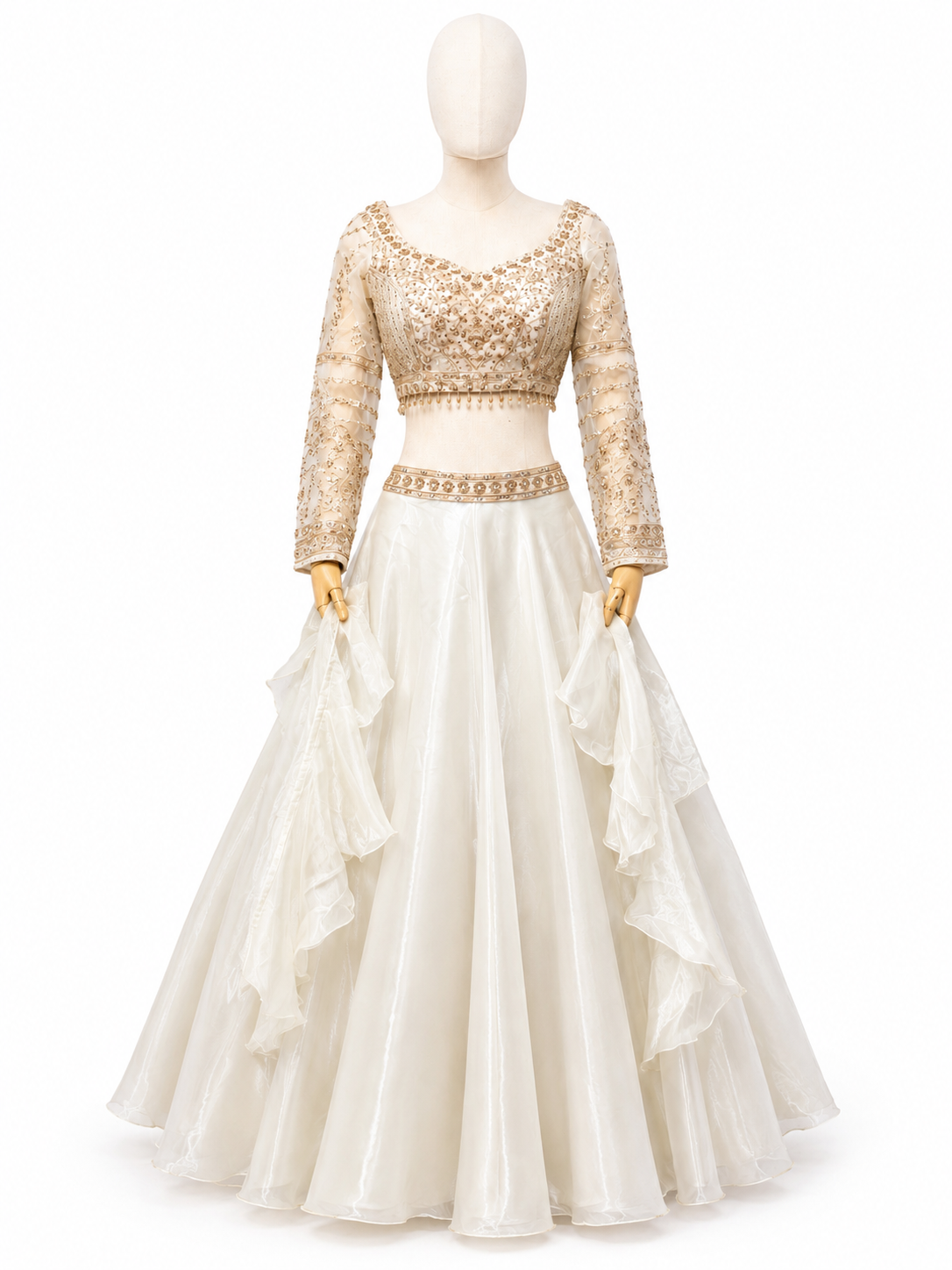 IVORY WHITE EMBROIDERED LEHENGA SET 