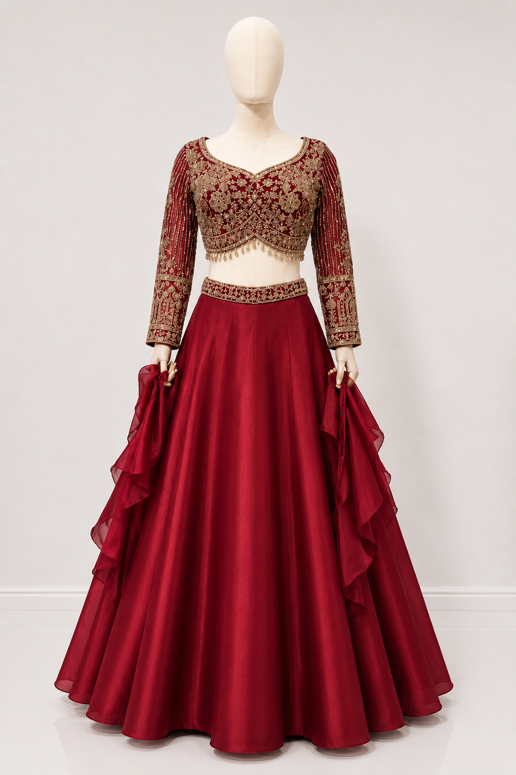 MAROON EMBROIDERED LEHENGA SET