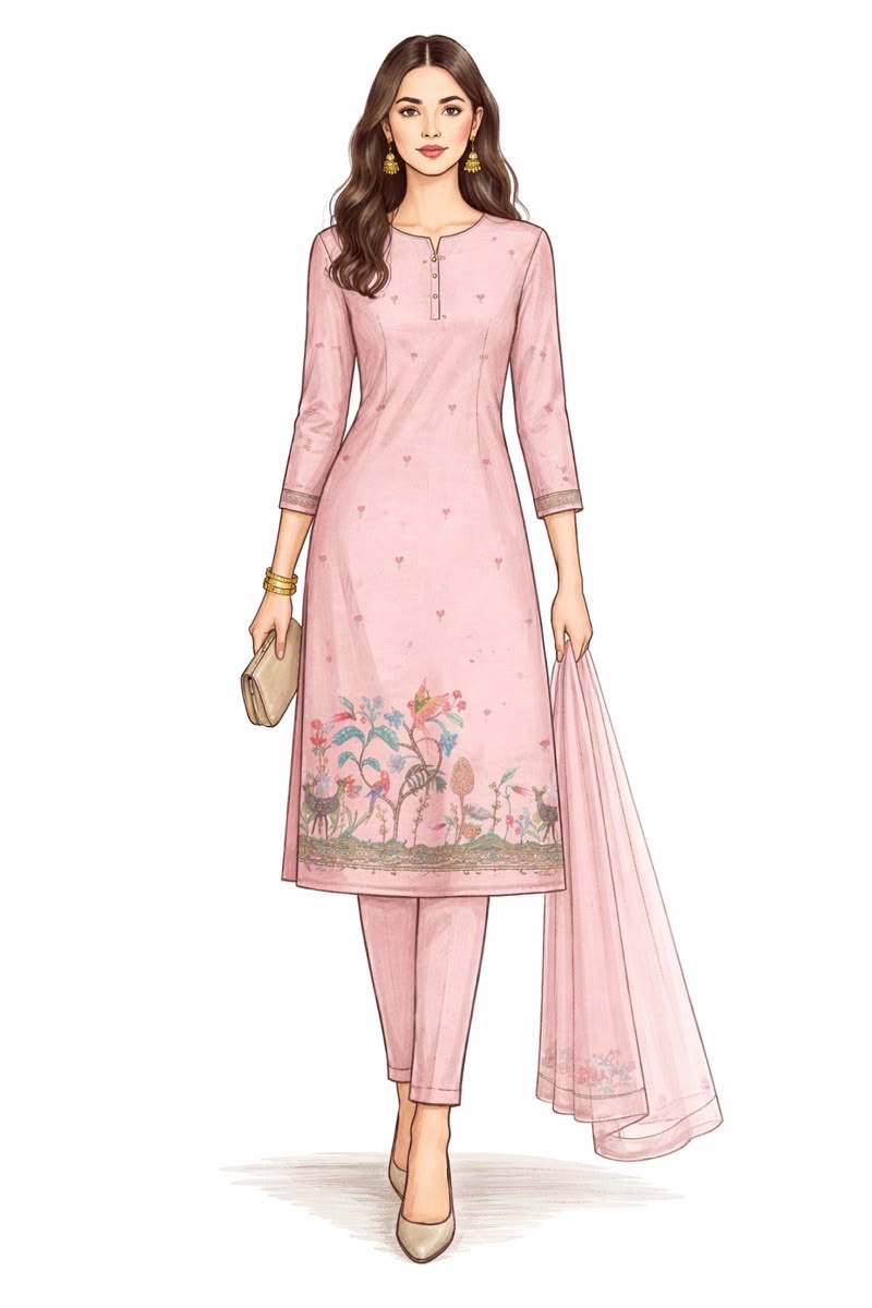 MAGENTA PINK EMBROIDERED LEHENGA SET 