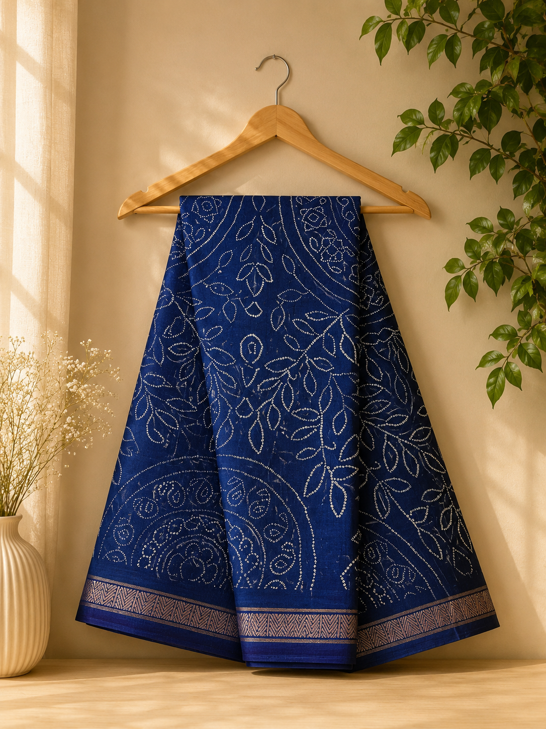 FLORAL VINE AND PAISLEY BANDHANI INSPIRED SAREE
