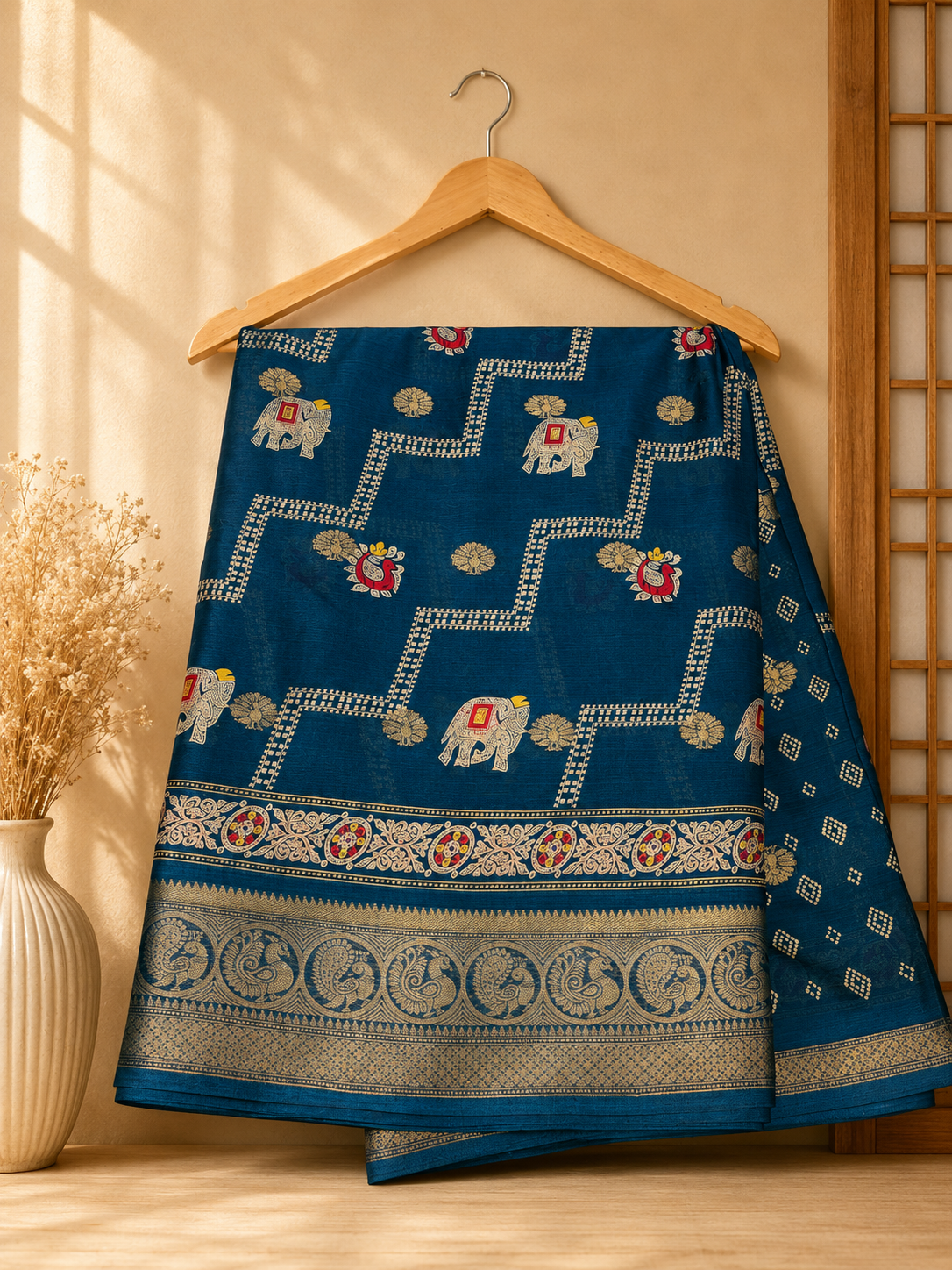 ROYAL ELEPHANT AND PEACOCK HERITAGE SAREE 