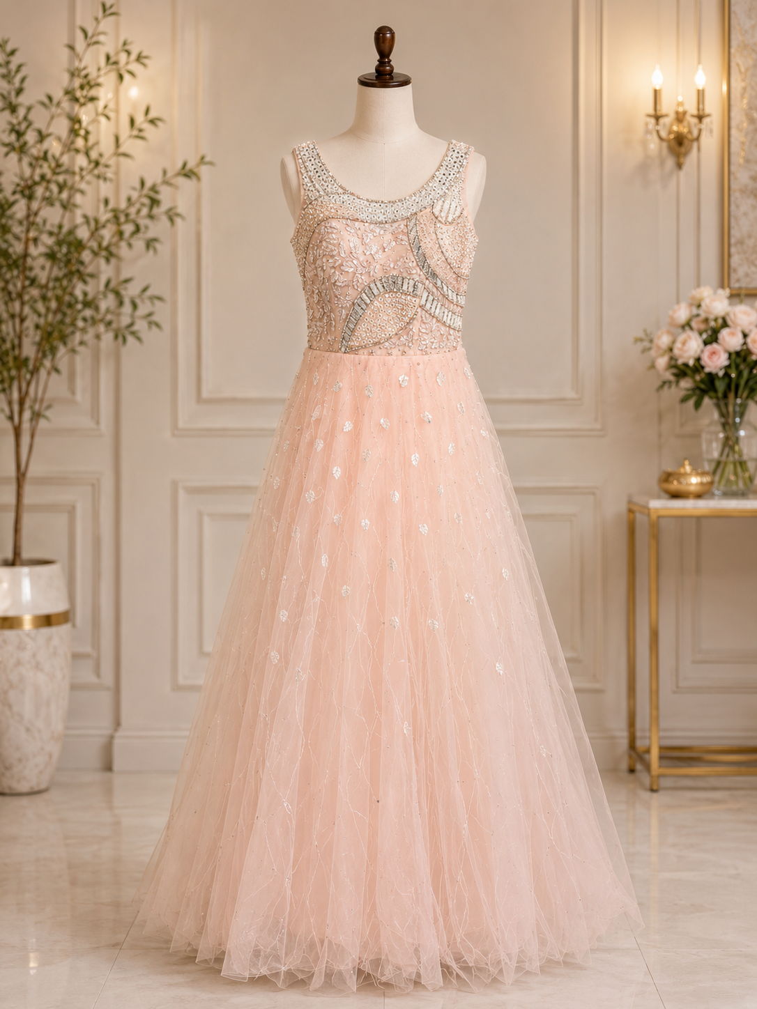 BLUSH PINK EMBELLISHED PRINCESS GOWN 