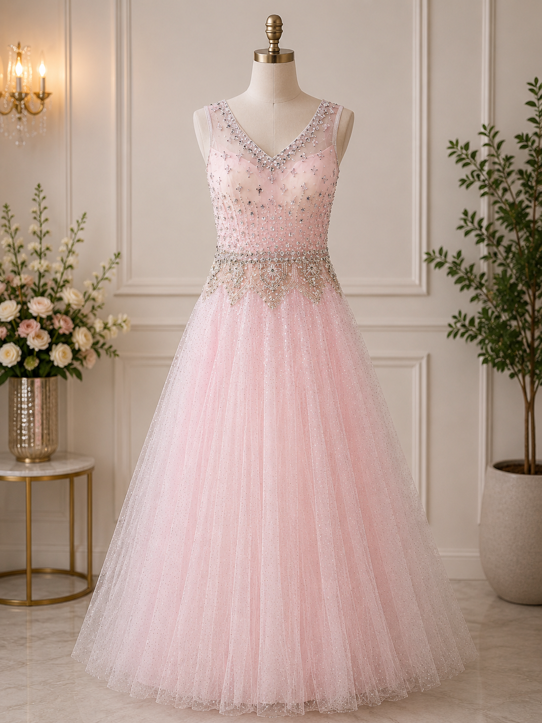 BLUSH PINK CRYSTAL PRINCESS GOWN